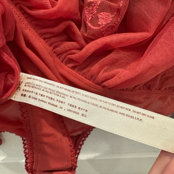 NWT Free People Sheer Meadows sheer, floral-embroidered bodysuit w/ V-neckline - Picture 9 of 11